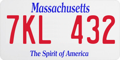 MA license plate 7KL432