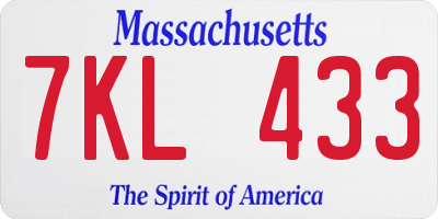 MA license plate 7KL433