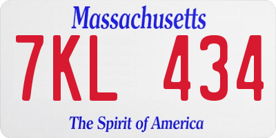 MA license plate 7KL434