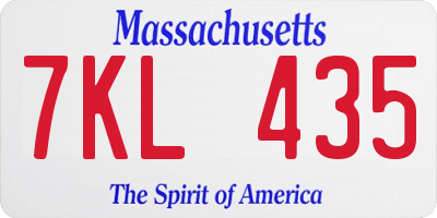 MA license plate 7KL435