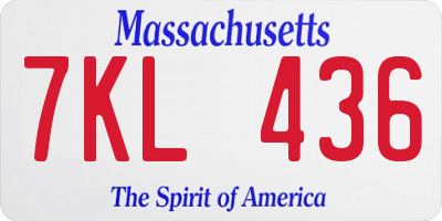 MA license plate 7KL436