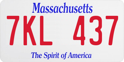MA license plate 7KL437