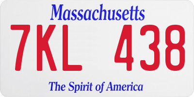 MA license plate 7KL438