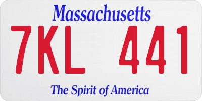 MA license plate 7KL441