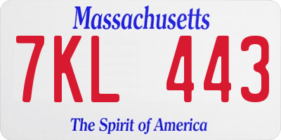 MA license plate 7KL443