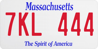 MA license plate 7KL444
