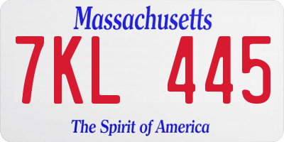 MA license plate 7KL445
