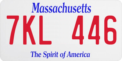 MA license plate 7KL446