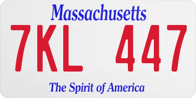 MA license plate 7KL447