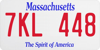 MA license plate 7KL448