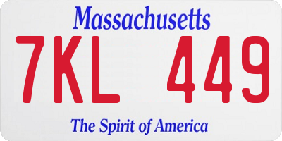 MA license plate 7KL449