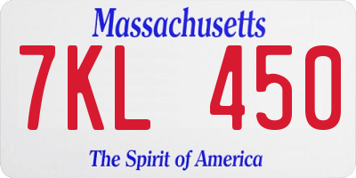 MA license plate 7KL450