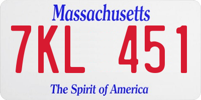 MA license plate 7KL451