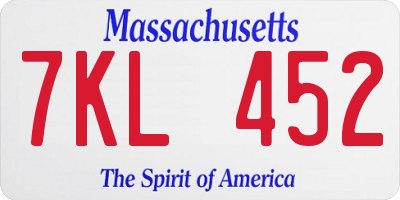 MA license plate 7KL452