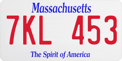 MA license plate 7KL453