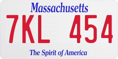 MA license plate 7KL454