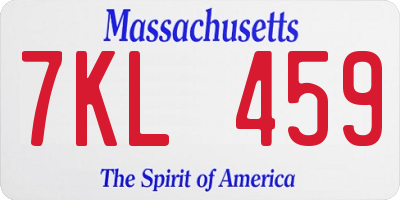 MA license plate 7KL459
