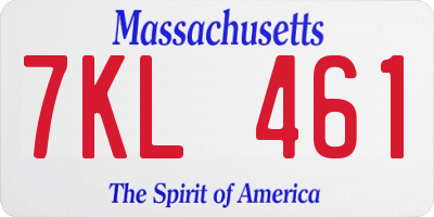 MA license plate 7KL461