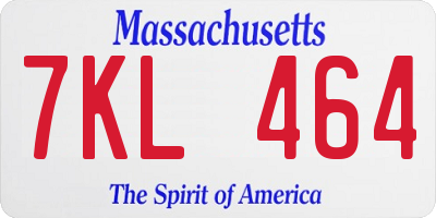MA license plate 7KL464