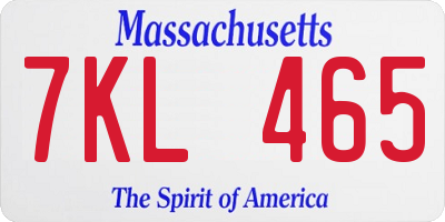 MA license plate 7KL465