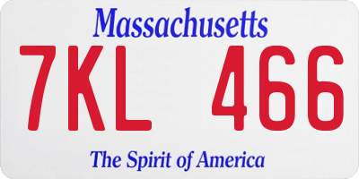 MA license plate 7KL466