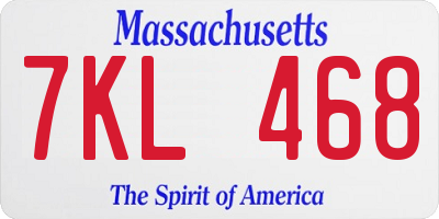 MA license plate 7KL468