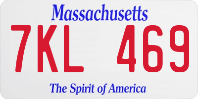 MA license plate 7KL469