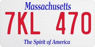 MA license plate 7KL470