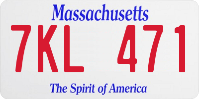MA license plate 7KL471