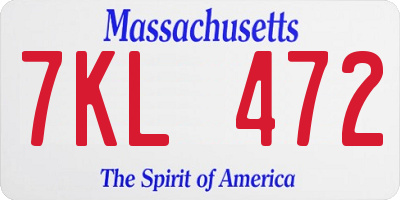 MA license plate 7KL472