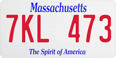 MA license plate 7KL473