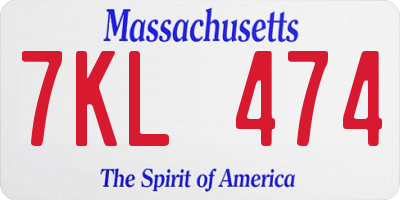 MA license plate 7KL474