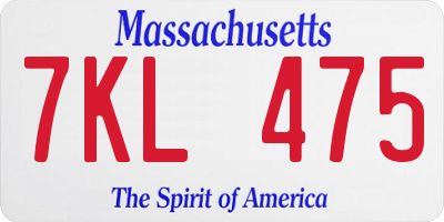 MA license plate 7KL475
