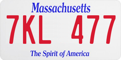 MA license plate 7KL477