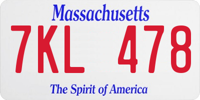 MA license plate 7KL478