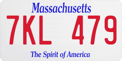 MA license plate 7KL479