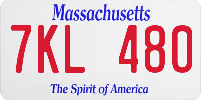 MA license plate 7KL480