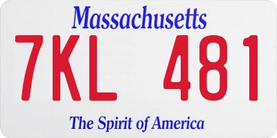 MA license plate 7KL481