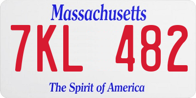 MA license plate 7KL482