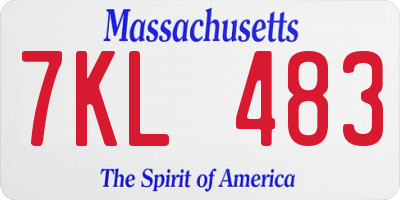 MA license plate 7KL483