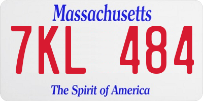 MA license plate 7KL484