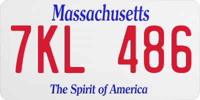 MA license plate 7KL486