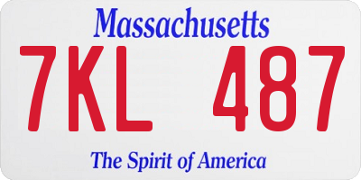MA license plate 7KL487