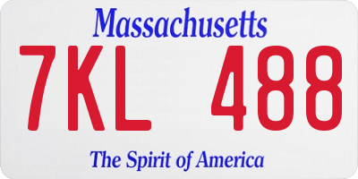 MA license plate 7KL488