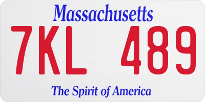 MA license plate 7KL489