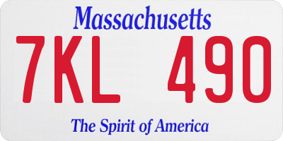 MA license plate 7KL490