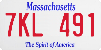 MA license plate 7KL491