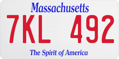 MA license plate 7KL492