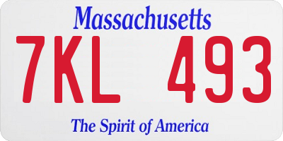 MA license plate 7KL493