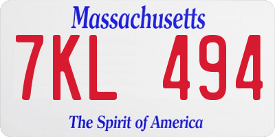 MA license plate 7KL494